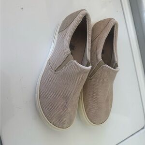 Birkenstock Beige Canvas Slip-Ons